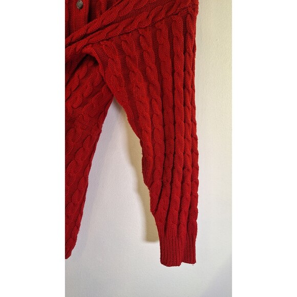 VTG DONCASTER SPORT Wool Blend Chunky Cable Knit Sweater Jacket Women Med Hooded - Picture 7 of 7